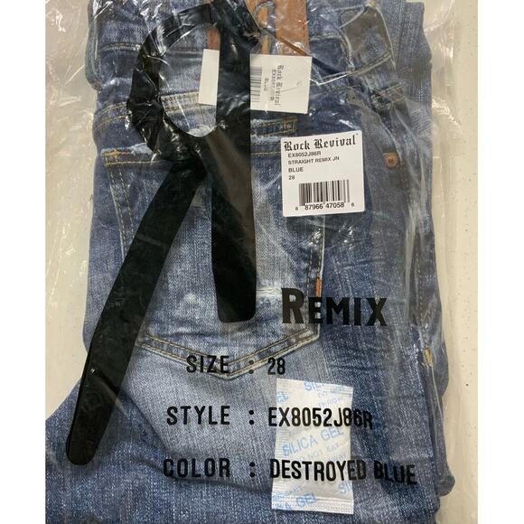 Remix By Rock Revival Jeans Women Size 28 Straight Leg Distressed Stretch Denim - Picture 12 of 15